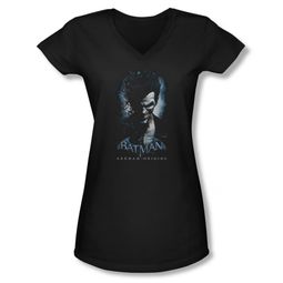 Arkham Origins Shirt Juniors V Neck Joker Black T-Shirt Arkham Origins Shirt Juniors V Neck Joker Black T-Shirt