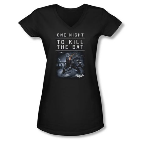 Arkham Origins Shirt Juniors V Neck Kill The Bat Black T-Shirt