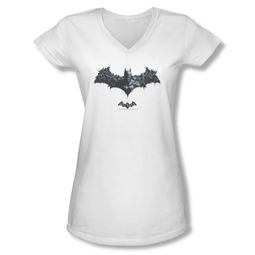 Arkham Origins Shirt Juniors V Neck Logo Of Enemies White T-Shirt