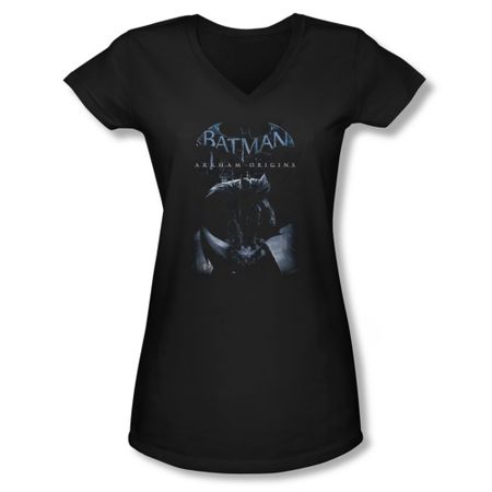 Arkham Origins Shirt Juniors V Neck Perched Black T-Shirt
