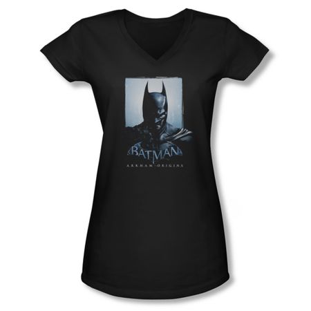 Arkham Origins Shirt Juniors V Neck Two Sides Black T-Shirt