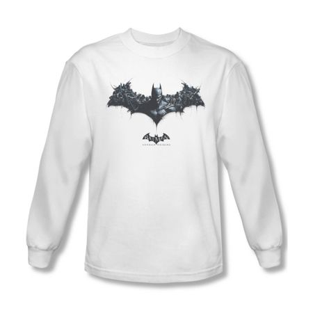 Arkham Origins Shirt Logo Of Enemies Long Sleeve White Tee T-Shirt