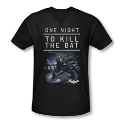Arkham Origins Shirt Slim Fit V-Neck Kill The Bat Black T-Shirt Arkham Origins Shirt Slim Fit V-Neck Kill The Bat Black T-Shirt