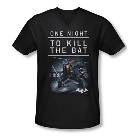 Arkham Origins Shirt Slim Fit V-Neck Kill The Bat Black T-Shirt