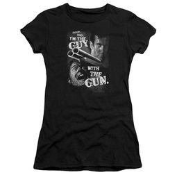 Army Of Darkness Juniors Shirt Guy With The Gun Black T-Shirt Army Of Darkness Juniors Shirt Guy With The Gun Black T-Shirt