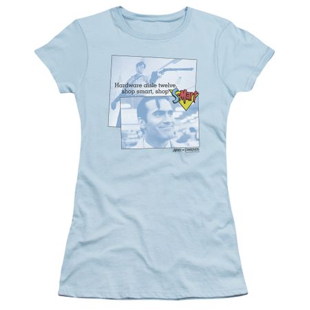 Army Of Darkness Juniors Shirt Shop S Mart Light Blue T-Shirt