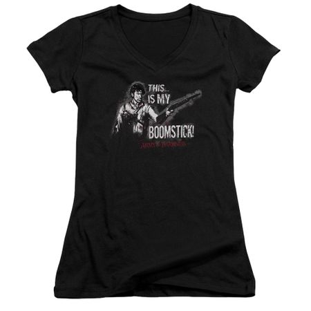 Army Of Darkness Juniors V Neck Shirt Boomstick Black T-Shirt