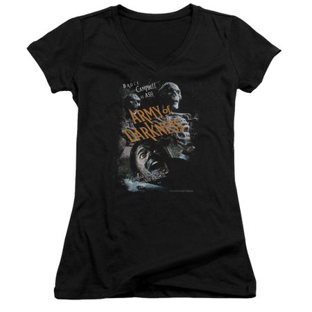 Army Of Darkness Juniors V Neck Shirt Covered Black T-Shirt