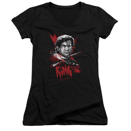 Army Of Darkness Juniors V Neck Shirt Hail To The King Black T-Shirt