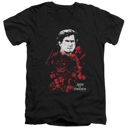 Army Of Darkness Slim Fit V-Neck Shirt Pile Of Baddies Black T-Shirt