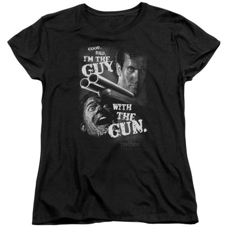 Army Of Darkness Womens Shirt Guy With The Gun Black T-Shirt
