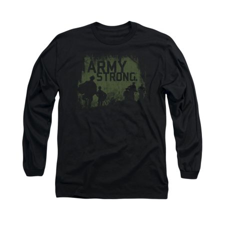 Army Shirt Distressed Army Strong Long Sleeve Black Tee T-Shirt