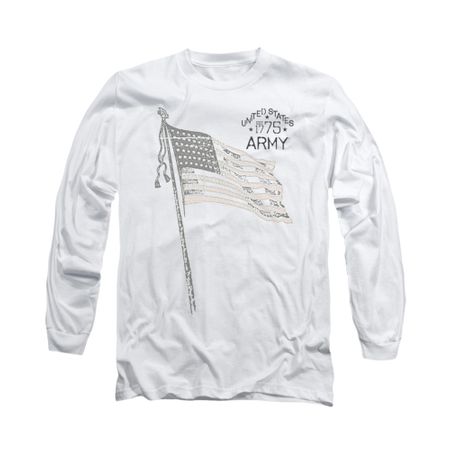 Army Shirt Flag Long Sleeve White Tee T-Shirt