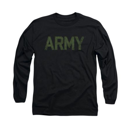 Army Shirt Green Logo Long Sleeve Black Tee T-Shirt