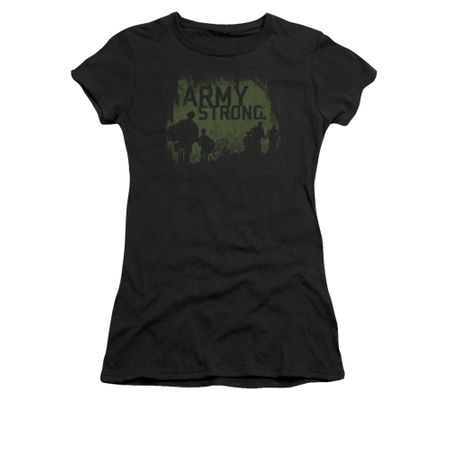 Army Shirt Juniors Distressed Army Strong Black T-Shirt