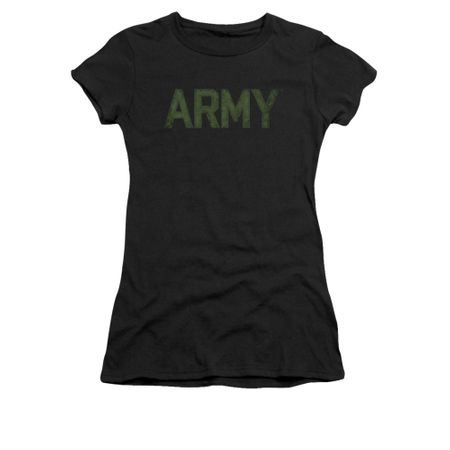 Army Shirt Juniors Green Logo Black T-Shirt