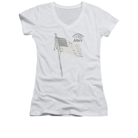 Army Shirt Juniors V Neck Flag White T-Shirt
