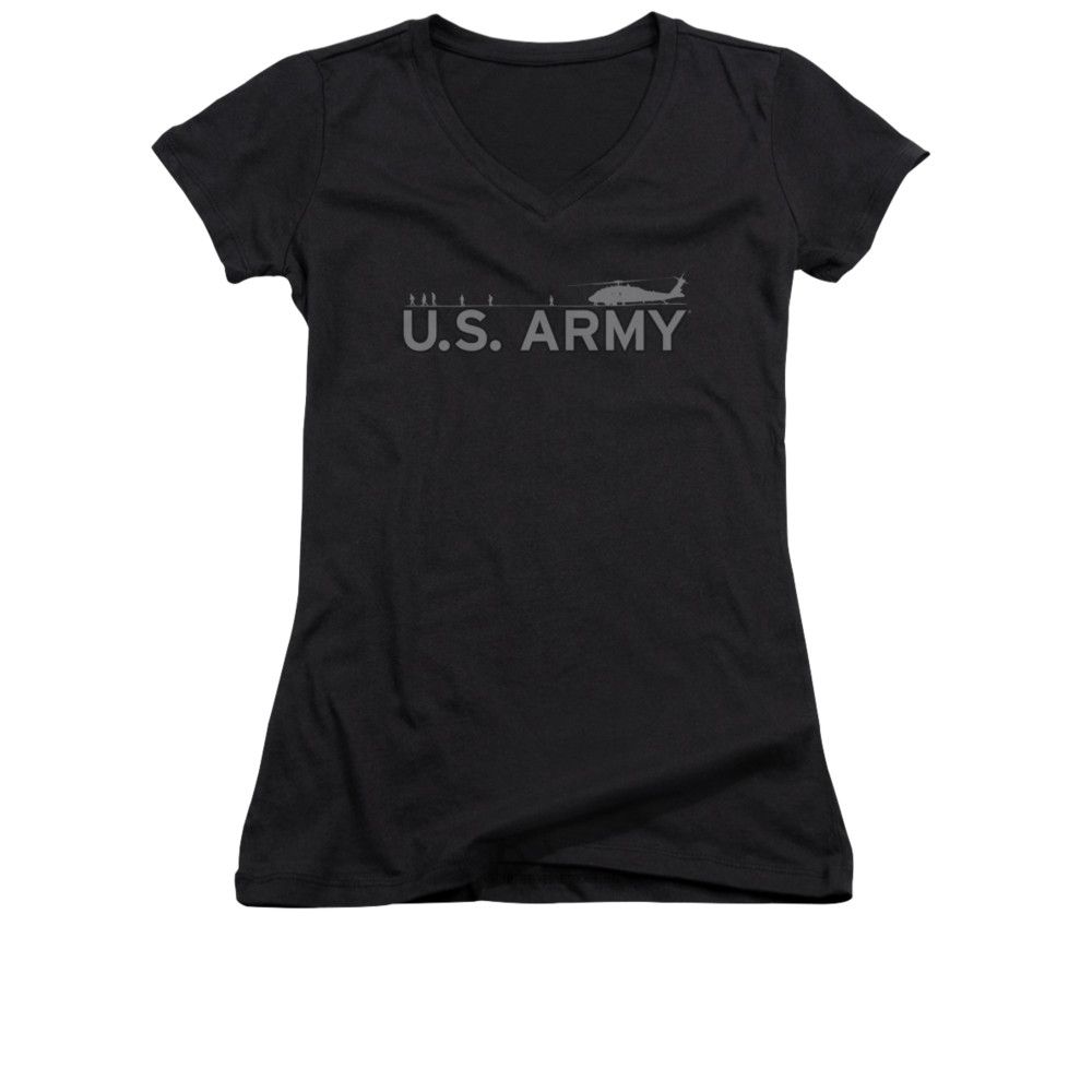 Army Shirt Juniors V Neck Helicopter Black TShirt Army Helicopter