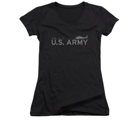 Army Shirt Juniors V Neck Helicopter Black T-Shirt