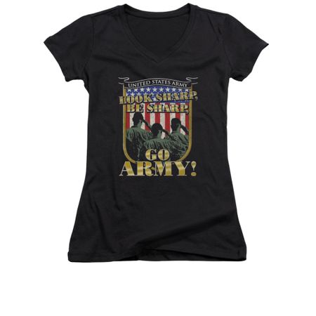 Army Shirt Juniors V Neck Look Sharp Black T-Shirt