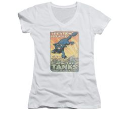 Army Shirt Juniors V Neck Treat Em' Rough White T-Shirt