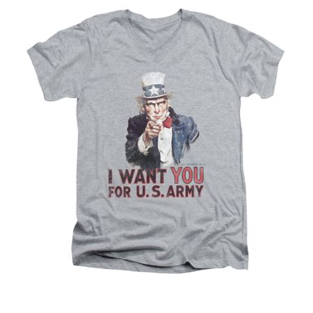 Army Shirt Slim Fit V-Neck I Want You Athletic Heather T-Shirt