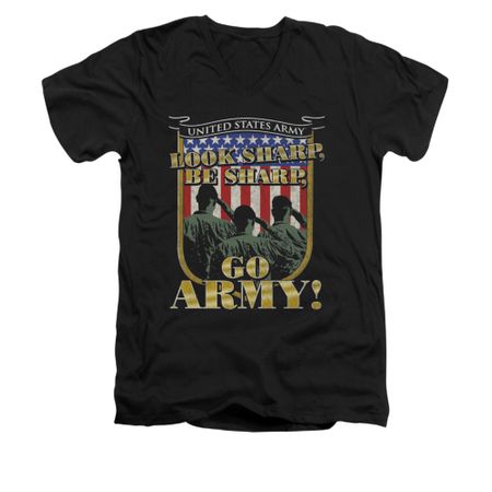 Army Shirt Slim Fit V-Neck Look Sharp Black T-Shirt