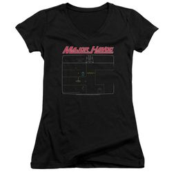Atari Juniors V Neck Shirt Major Havoc Screen Black T-Shirt