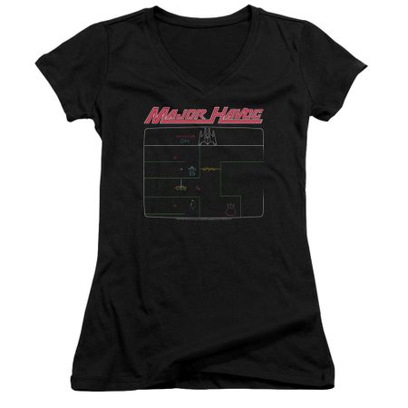 Atari Juniors V Neck Shirt Major Havoc Screen Black T-Shirt