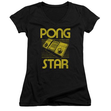 Atari Juniors V Neck Shirt Pong Star Black T-Shirt