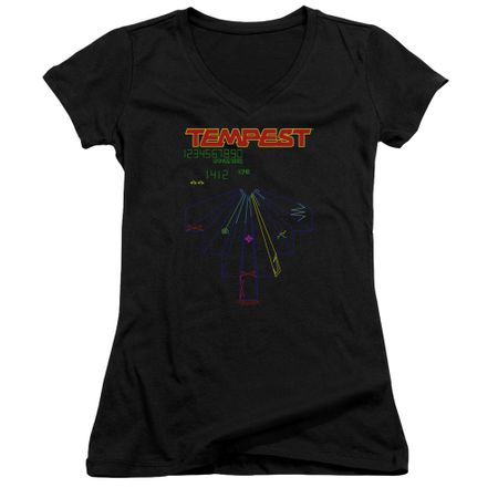 Atari Juniors V Neck Shirt Tempest Screen Black T-Shirt