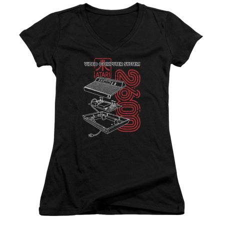 Atari Juniors V Neck Shirt Video Computer System 2600 Black T-Shirt