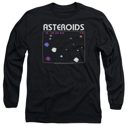 Atari Long Sleeve Shirt Asteroids Screen Black Tee T-Shirt