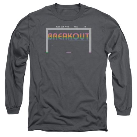 Atari Long Sleeve Shirt Breakout 2600 Charcoal Tee T-Shirt
