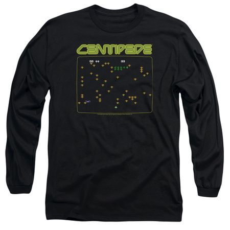 Atari Long Sleeve Shirt Centipede Screen Black Tee T-Shirt