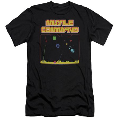 Atari Slim Fit Shirt Missile Screen Black T-Shirt
