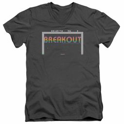 Atari Slim Fit V-Neck Shirt Breakout 2600 Charcoal T-Shirt