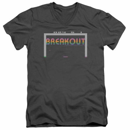 Atari Slim Fit V-Neck Shirt Breakout 2600 Charcoal T-Shirt
