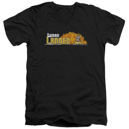 Atari Slim Fit V-Neck Shirt Lunar Lander Black T-Shirt