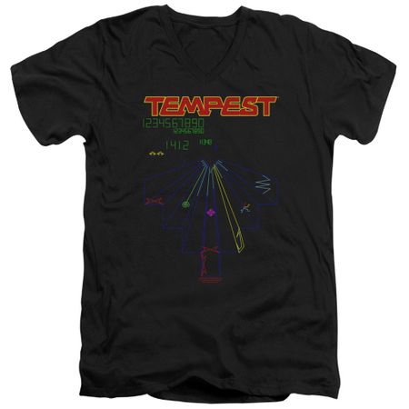 Atari Slim Fit V-Neck Shirt Tempest Screen Black T-Shirt