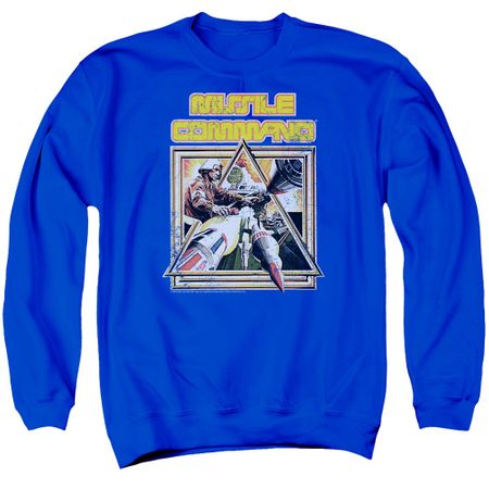 Atari Sweatshirt Missile Commander Adult Royal Blue Sweat Shirt