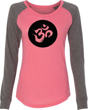 AUM Circle Ladies Long Sleeve Preppy Patch Yoga Shirt