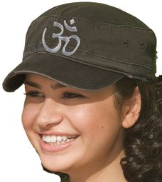 Aum Hindu Symbol Hat - Ladies Military Style Fidel Cap Aum Hindu Symbol Hat - Ladies Military Style Fidel Cap