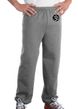 AUM Patch Mens Pants with Elastic Bottom Sports Gray Hip Print