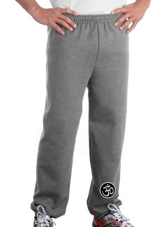AUM PATCH Mens Yoga Pants with Elastic Bottom Sports Gray Ankle Print