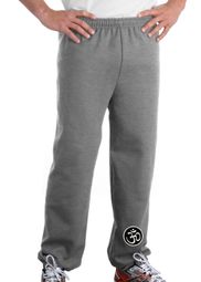 AUM PATCH Mens Yoga Pants with Elastic Bottom Sports Gray Ankle Print