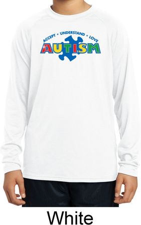 Autism Accept Understand Love Kids Dry Wicking Long Sleeve Shirt