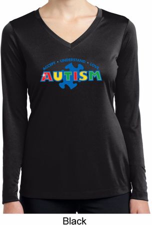 Autism Accept Understand Love Ladies Dry Wicking Long Sleeve Shirt