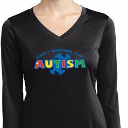 Autism Accept Understand Love Ladies Dry Wicking Long Sleeve Shirt