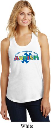Autism Accept Understand Love Ladies Racerback Tank Top